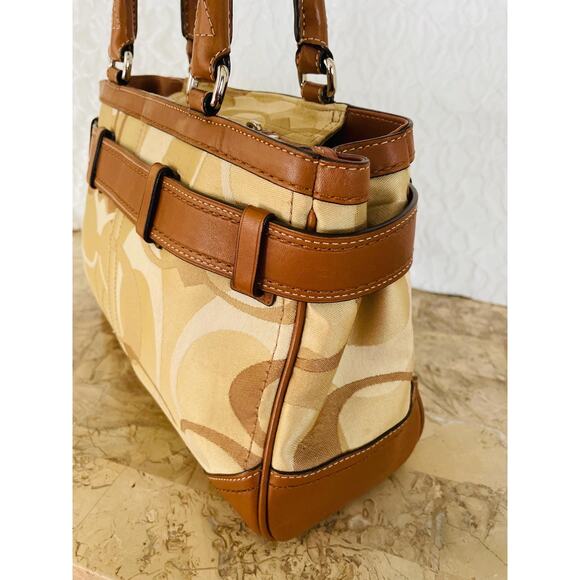 Coach Hampton op art tan/brown striped multicolored Carryall 13337 - Picture 5 of 10